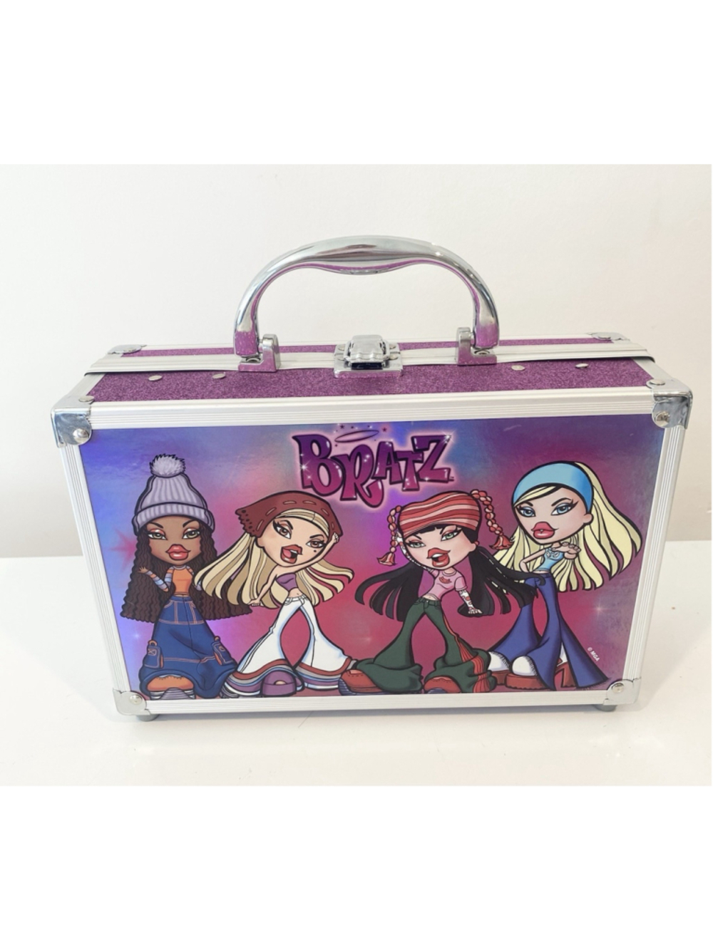 Bratz Townley Girl Makeup Train Case Purple Glitter Vanity Storage Case Only